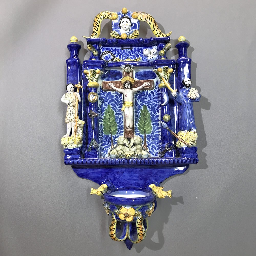 Reproducción benditera azul Jesucristo S. Juan y S. Pablo