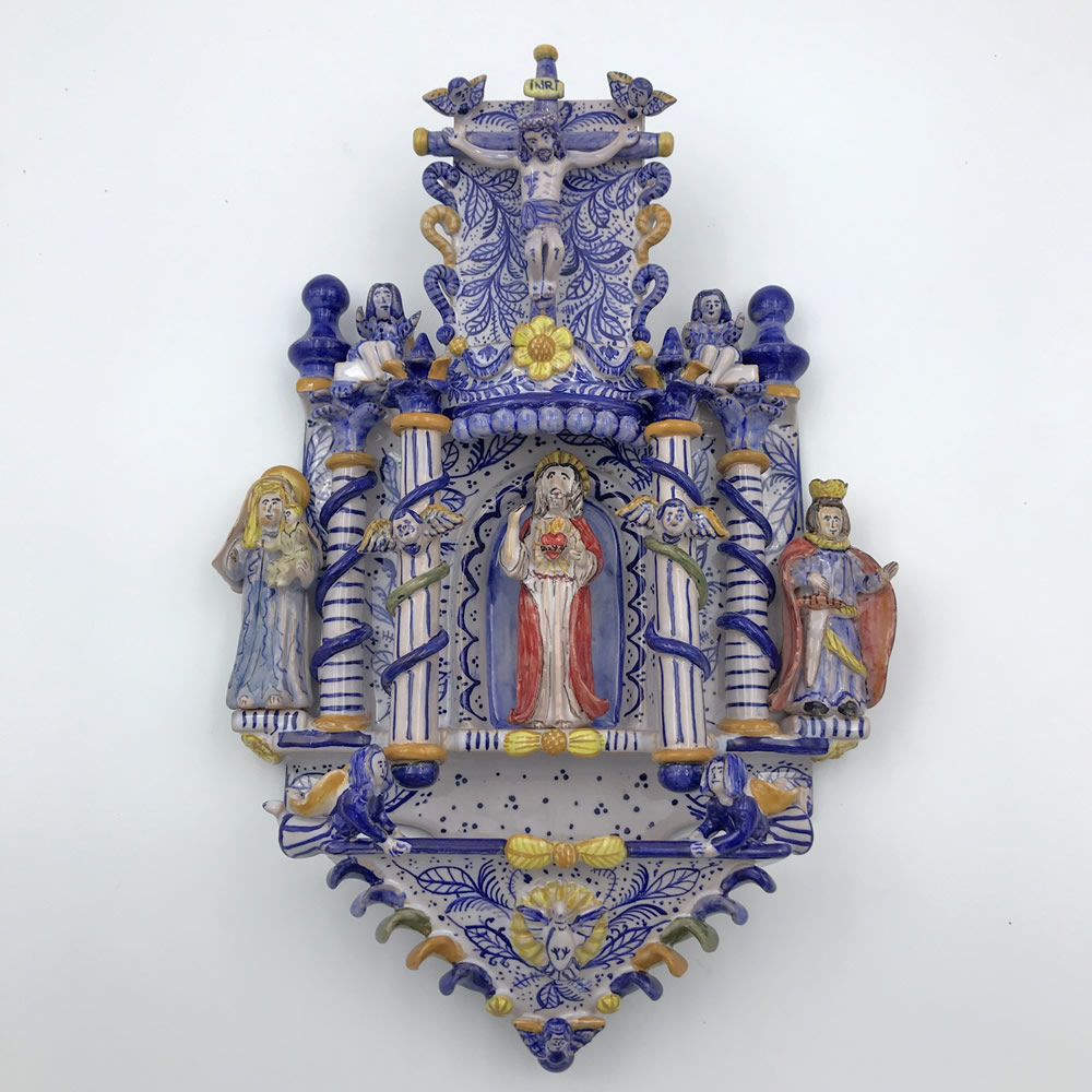 Rep. Benditera azul cobalto Corazón de Jesús,Cristo arriba V. María y S. Fernando