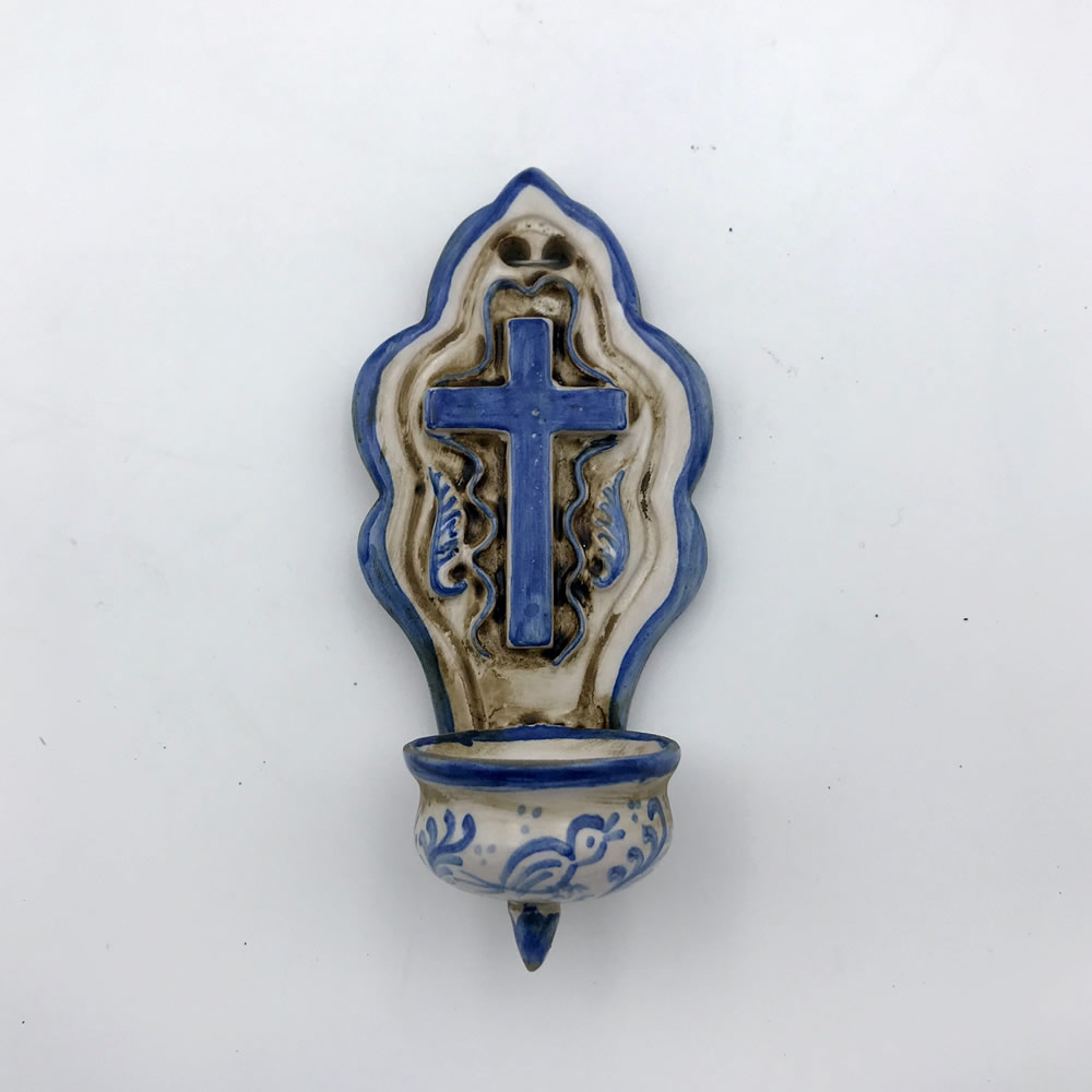 Reproducción benditera de Muel pequeña azul, Jesucristo con hojas