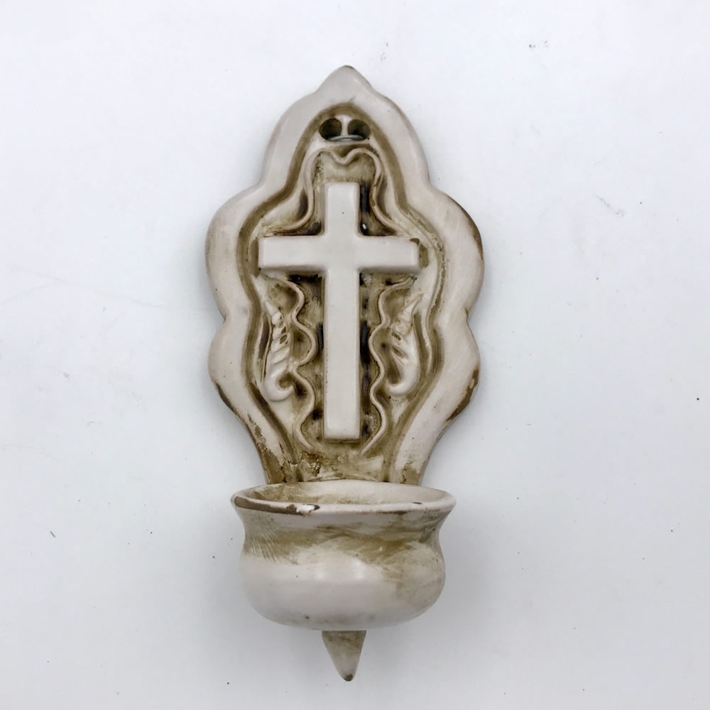Reproducción benditera de Muel pequeña blanca, Jesucristo con hojas