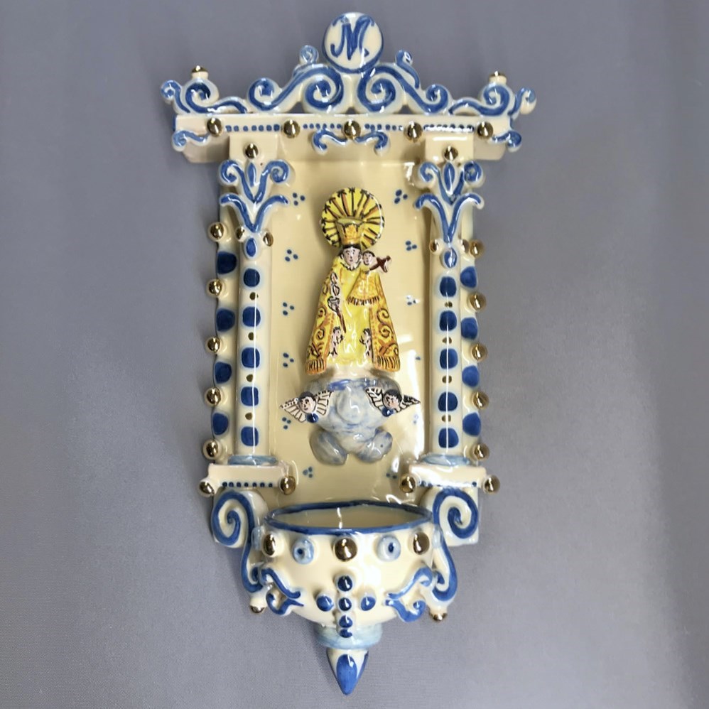 Benditera azul y oro Virgen de los Desamparados